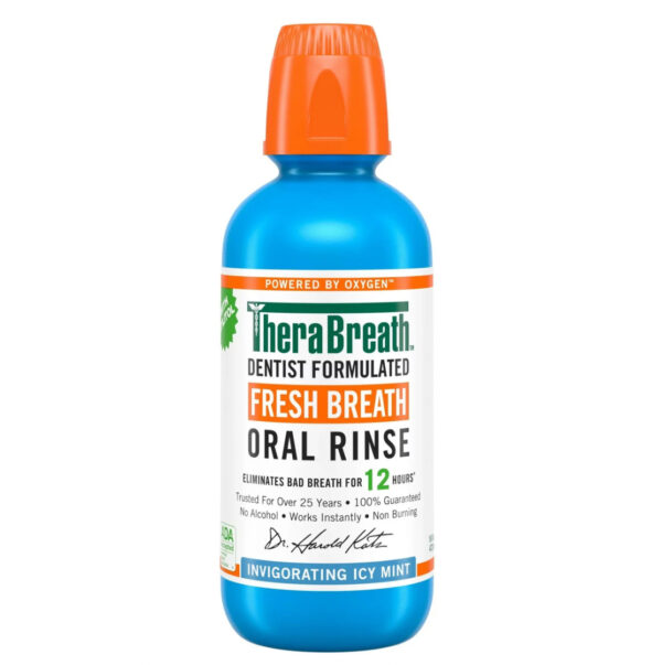 Therabreath dentist formulated fresh breath oral rinse invigorating icy mint