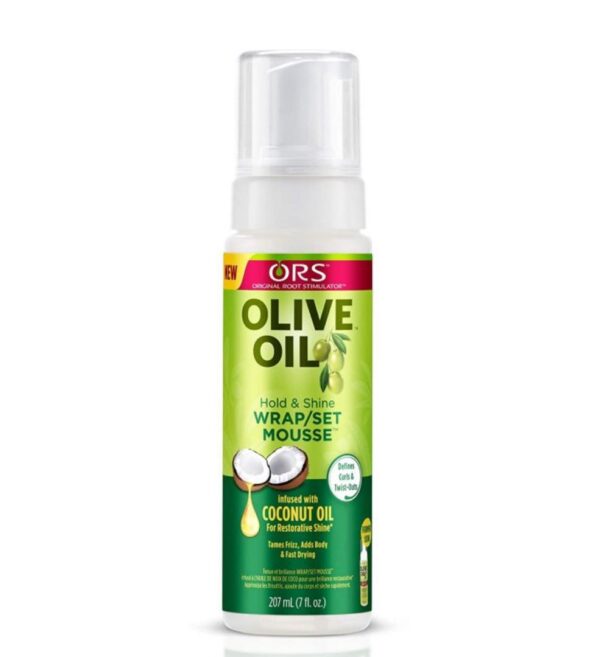 ORS Olive Oil hold & shine wrap/set mousse -7oz