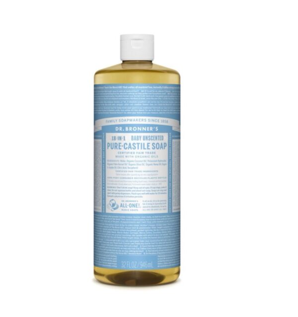 Dr Bonner's 18-in-1 Hemp Baby Unscented Pure Castile Soap -32oz