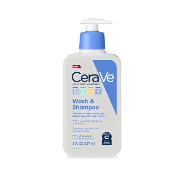 CeraVe Baby Wash & Shampoo, Tear Free Sensitive Soap – 16 oz