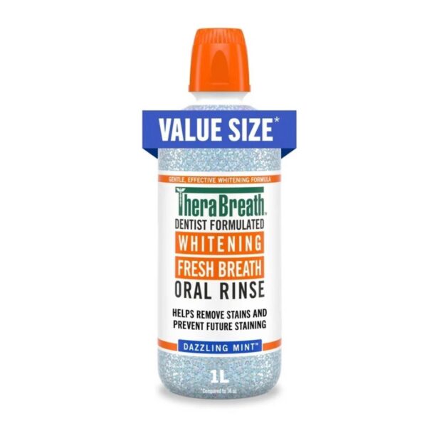 Therabreath Whitening Mouthwash, Dazzling mint - 1 Litre