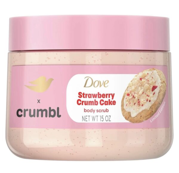 Dove Beauty x Crumbl exfoliating body scrub - strawberry crumb cake -15oz