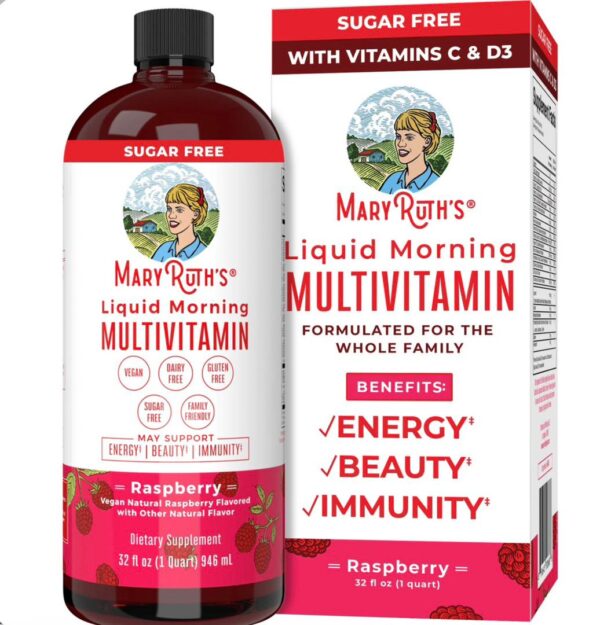 Mary Ruth's Liquid Morning Multivitamin ,Energy, Beauty, Immunity- Raspberry flavor -22oz/650ml
