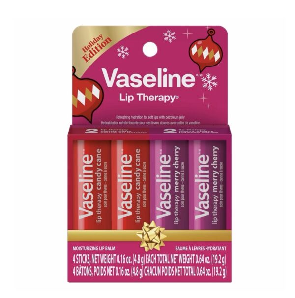 Vaseline Holiday Limited Edition Lip Therapy Stick – Flavors Collection – 4pk